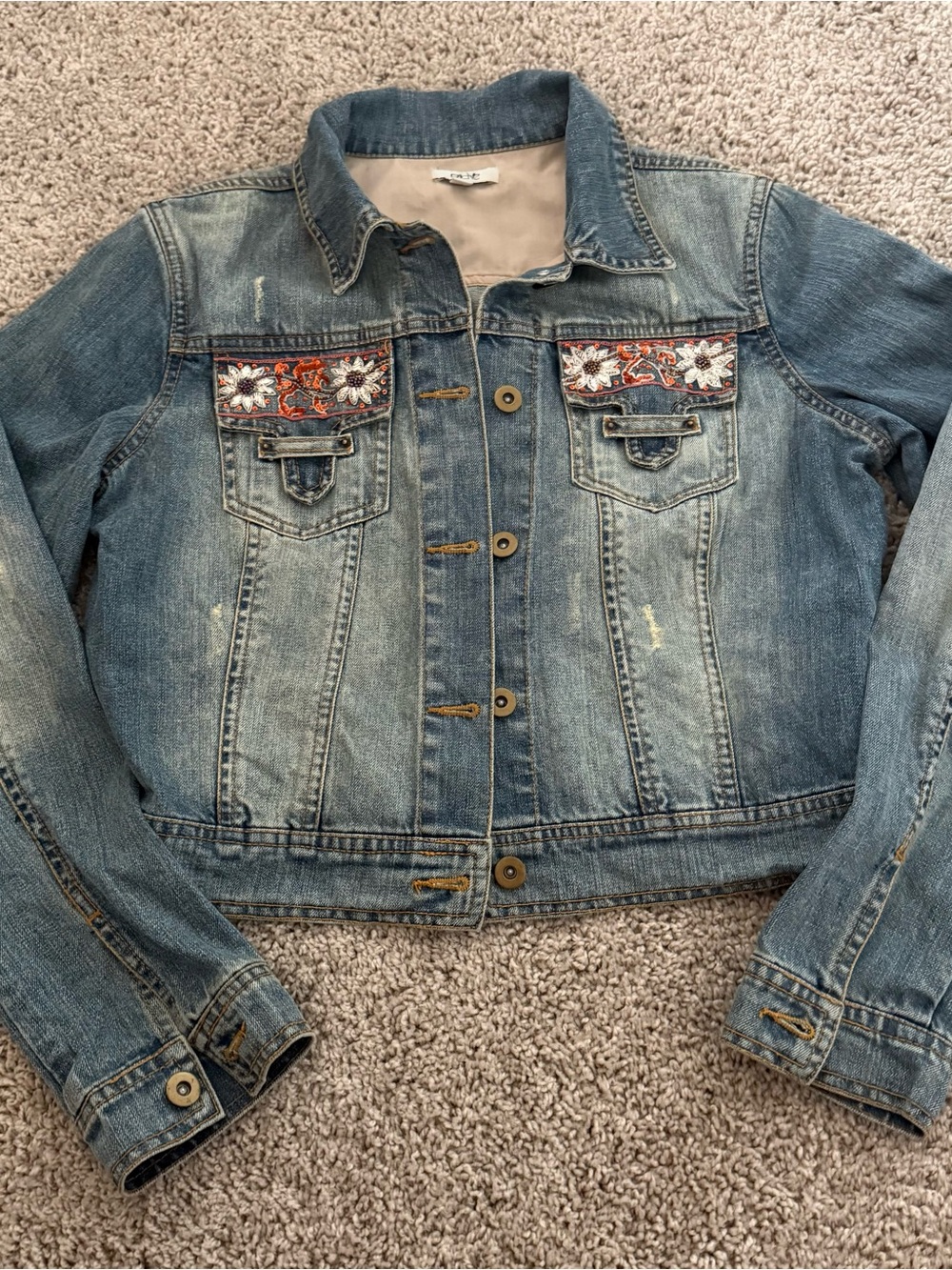 Cache Light Blue Embroidered Denim Jacket
